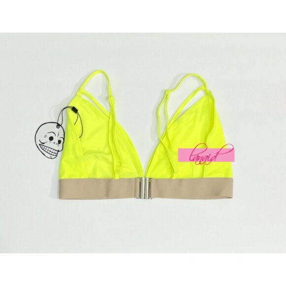 Cheap Monday X Strap Top Yellow Neon Bright Strappy Edgy Cutouts Bikini Bralette - Picture 5 of 9